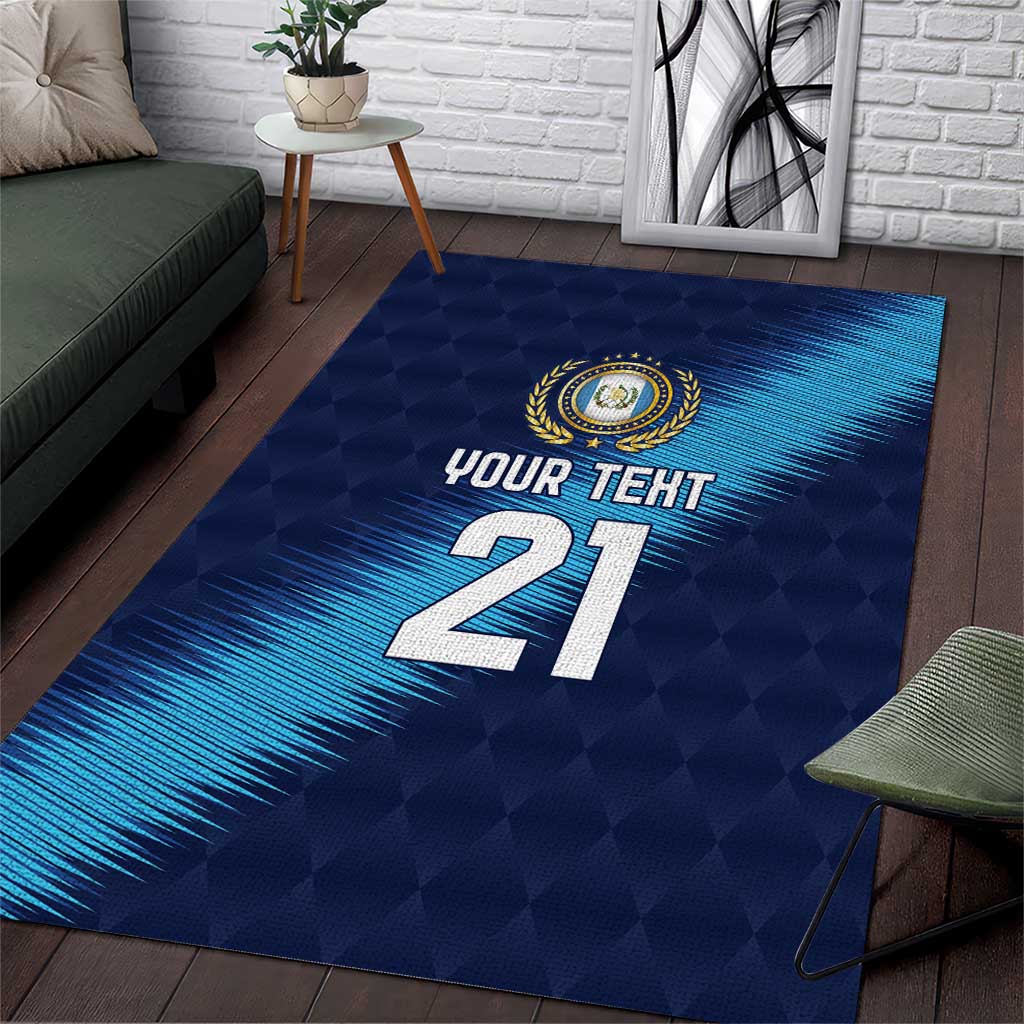 Guatemala Football Custom Area Rug Go Los Chapines Blue Pattern