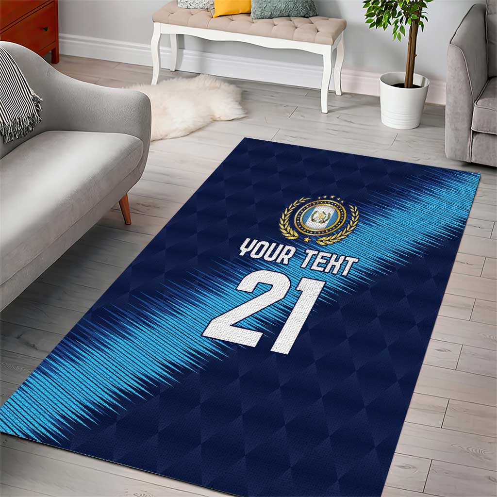 Guatemala Football Custom Area Rug Go Los Chapines Blue Pattern