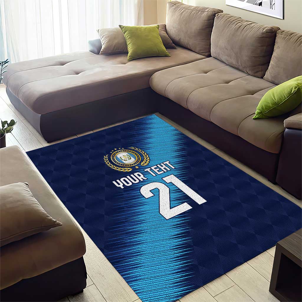 Guatemala Football Custom Area Rug Go Los Chapines Blue Pattern