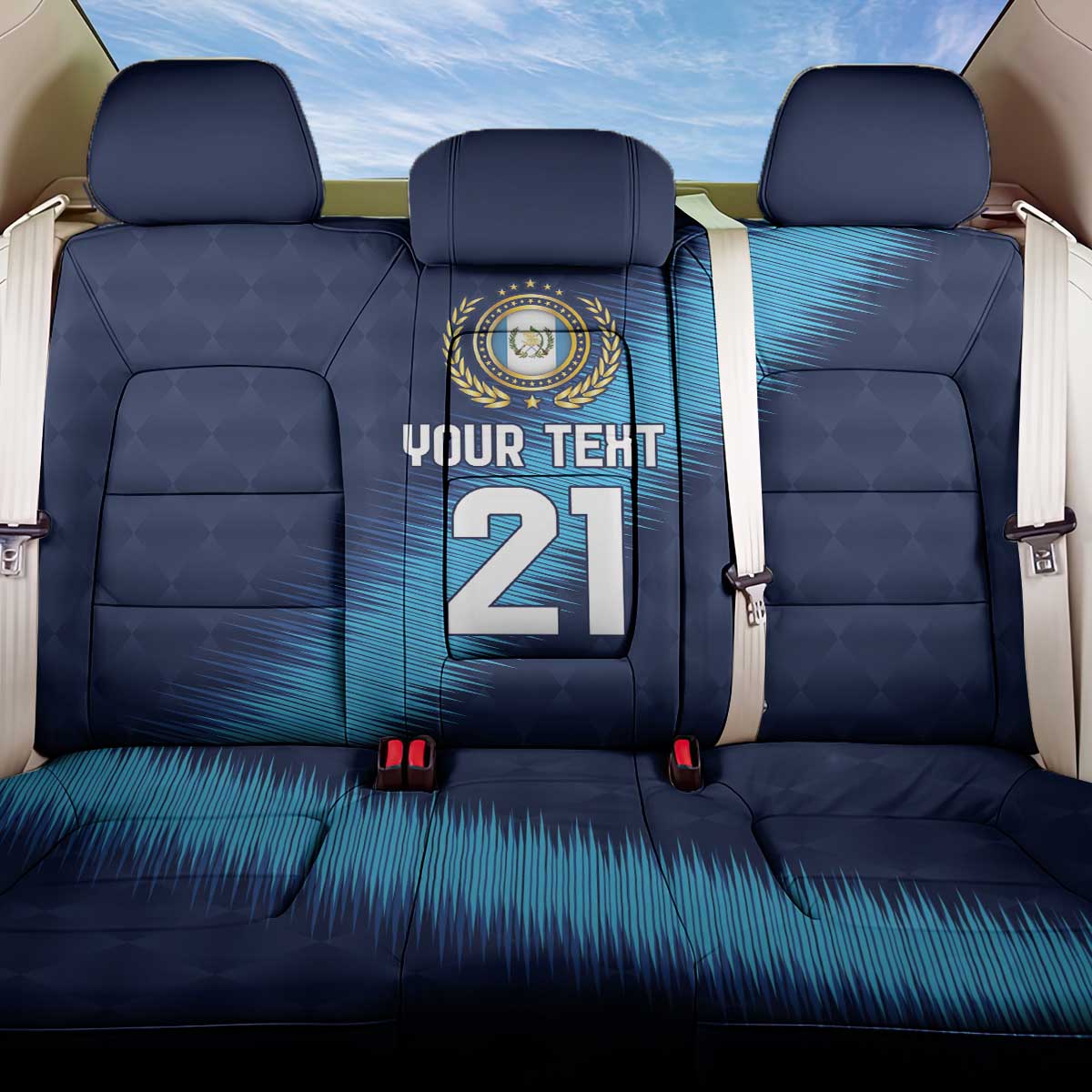 Guatemala Football Custom Back Car Seat Cover Go Los Chapines Blue Pattern