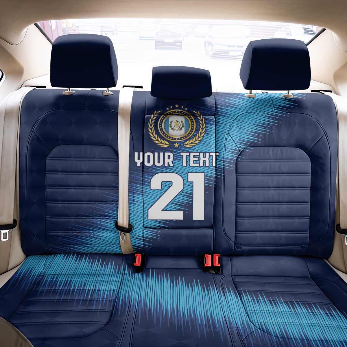 Guatemala Football Custom Back Car Seat Cover Go Los Chapines Blue Pattern