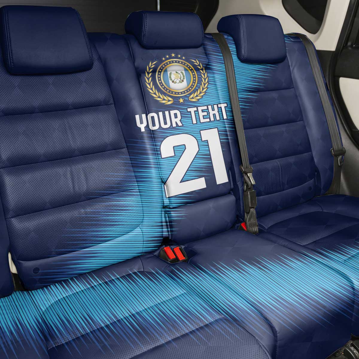Guatemala Football Custom Back Car Seat Cover Go Los Chapines Blue Pattern