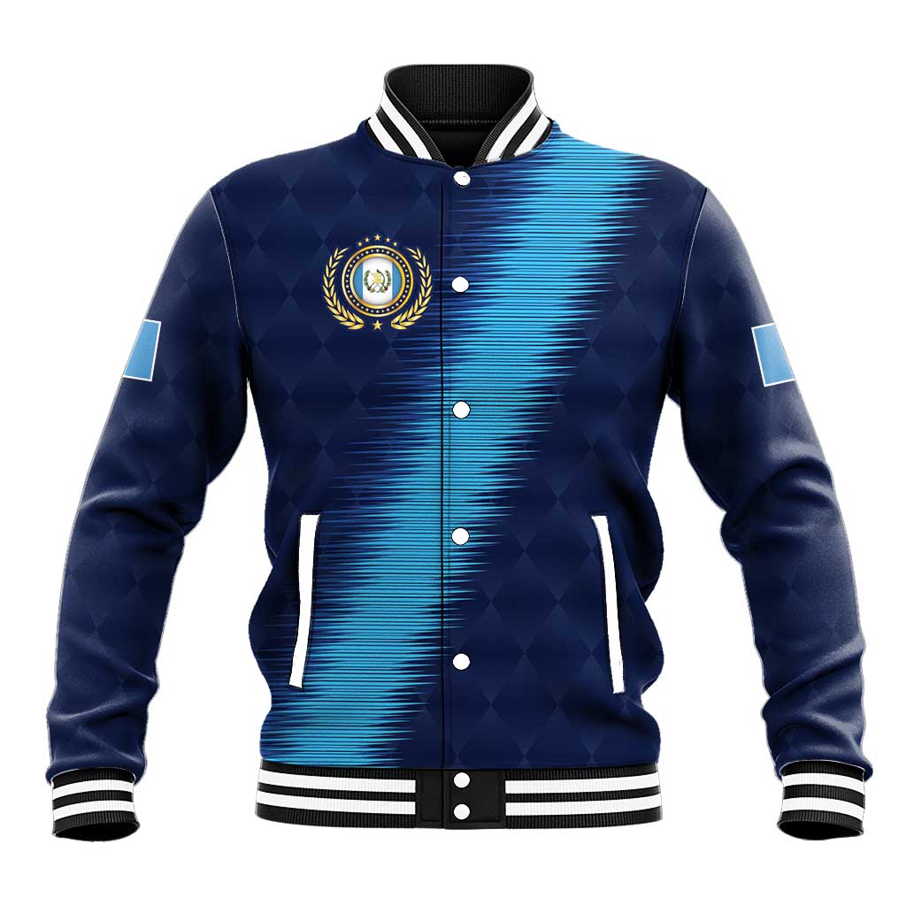 Guatemala Football Custom Baseball Jacket Go Los Chapines Blue Pattern