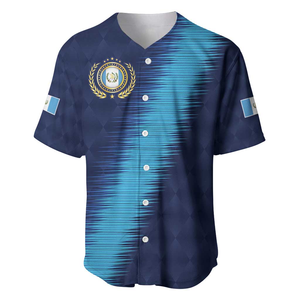 Guatemala Football Custom Baseball Jersey Go Los Chapines Blue Pattern