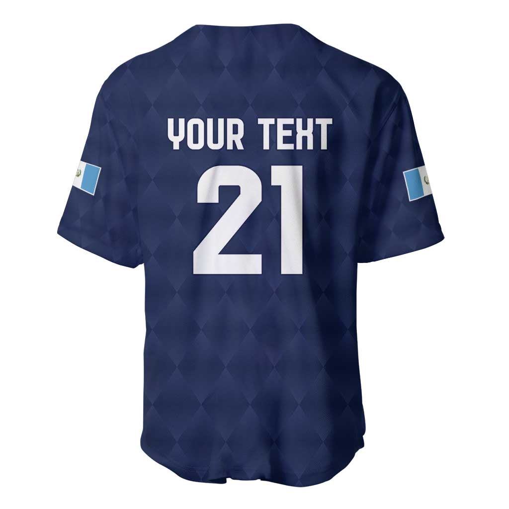 Guatemala Football Custom Baseball Jersey Go Los Chapines Blue Pattern