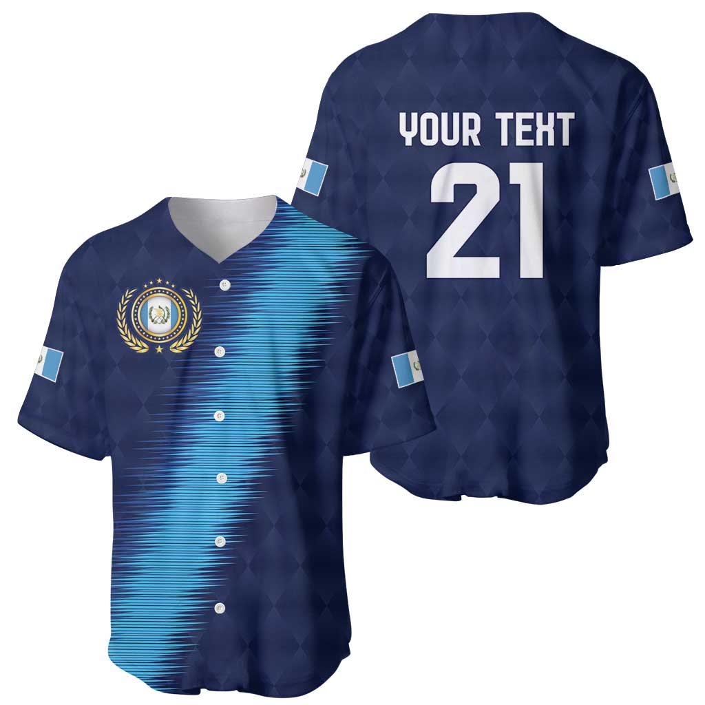 Guatemala Football Custom Baseball Jersey Go Los Chapines Blue Pattern