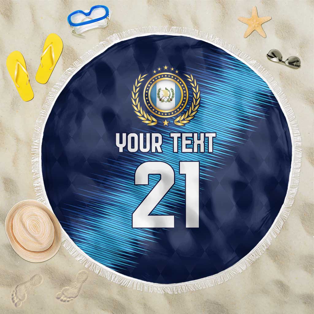 Guatemala Football Custom Beach Blanket Go Los Chapines Blue Pattern