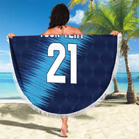 Guatemala Football Custom Beach Blanket Go Los Chapines Blue Pattern