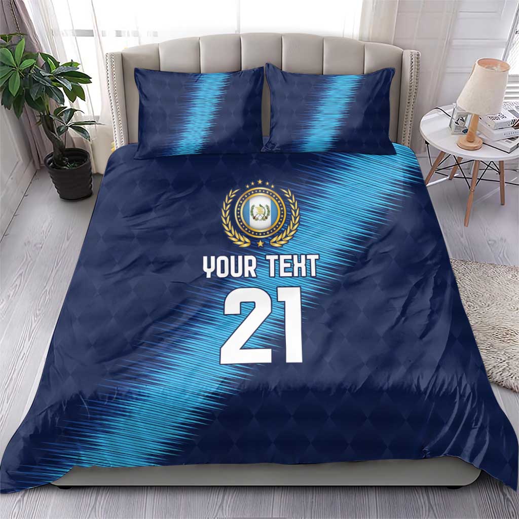 Guatemala Football Custom Bedding Set Go Los Chapines Blue Pattern