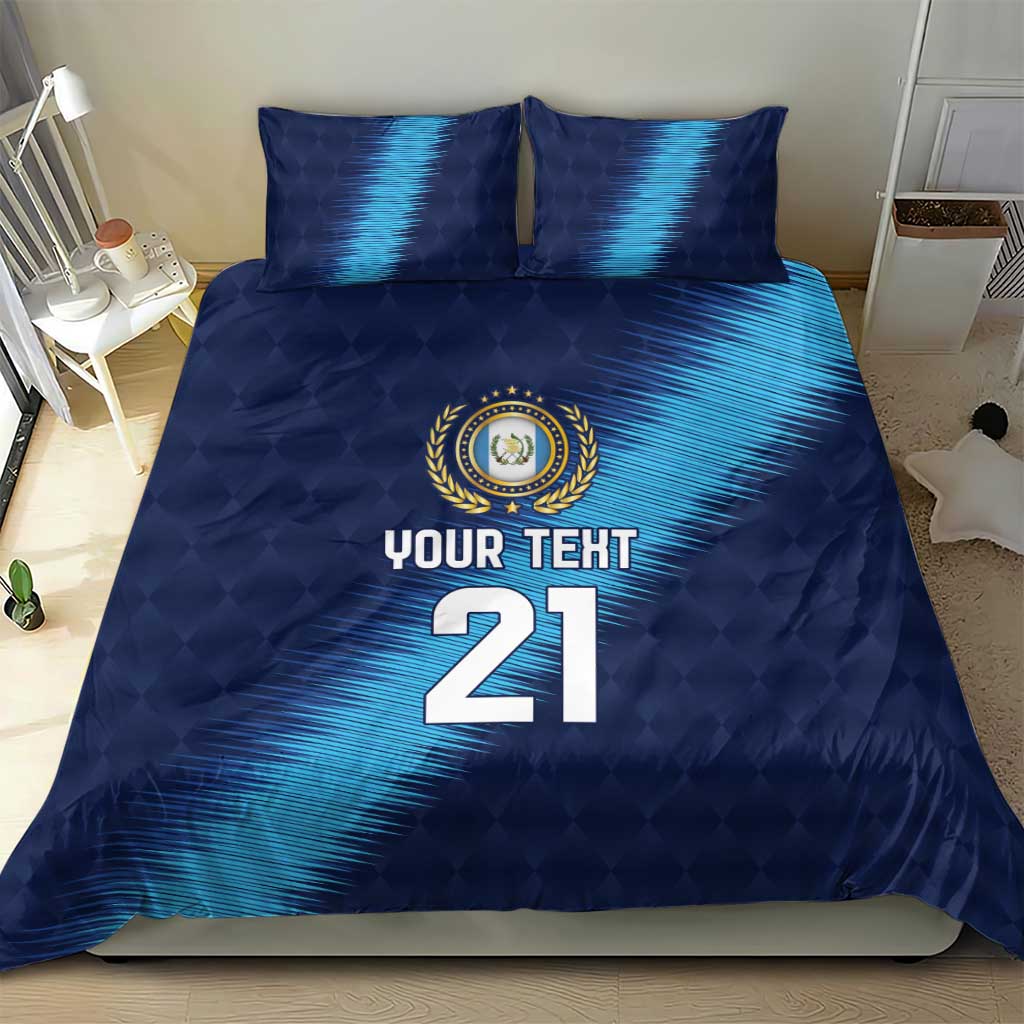 Guatemala Football Custom Bedding Set Go Los Chapines Blue Pattern