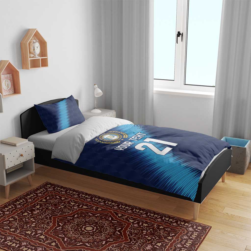 Guatemala Football Custom Bedding Set Go Los Chapines Blue Pattern