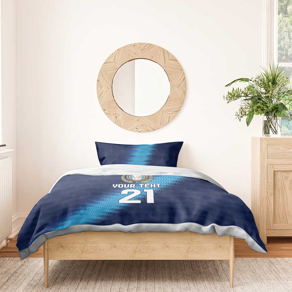 Guatemala Football Custom Bedding Set Go Los Chapines Blue Pattern