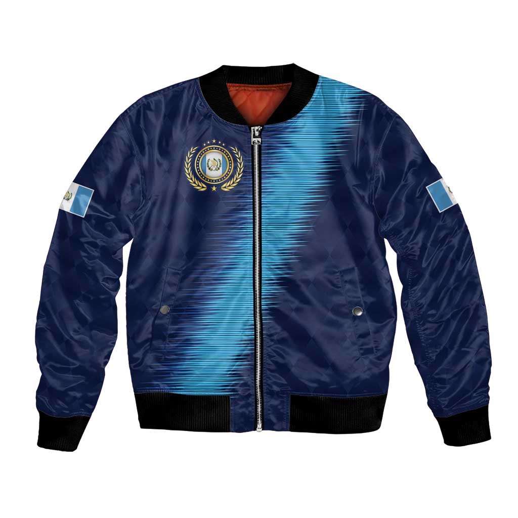 Guatemala Football Custom Bomber Jacket Go Los Chapines Blue Pattern