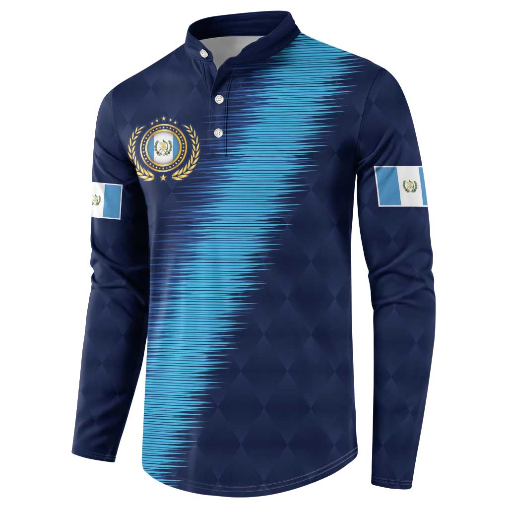 Guatemala Football Custom Button Sweatshirt Go Los Chapines Blue Pattern