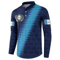Guatemala Football Custom Button Sweatshirt Go Los Chapines Blue Pattern