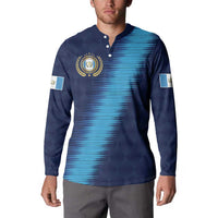 Guatemala Football Custom Button Sweatshirt Go Los Chapines Blue Pattern