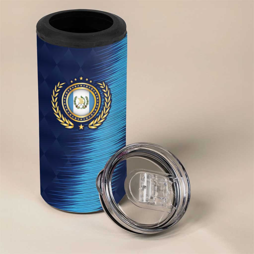 Guatemala Football Custom 4 in 1 Can Cooler Tumbler Go Los Chapines Blue Pattern