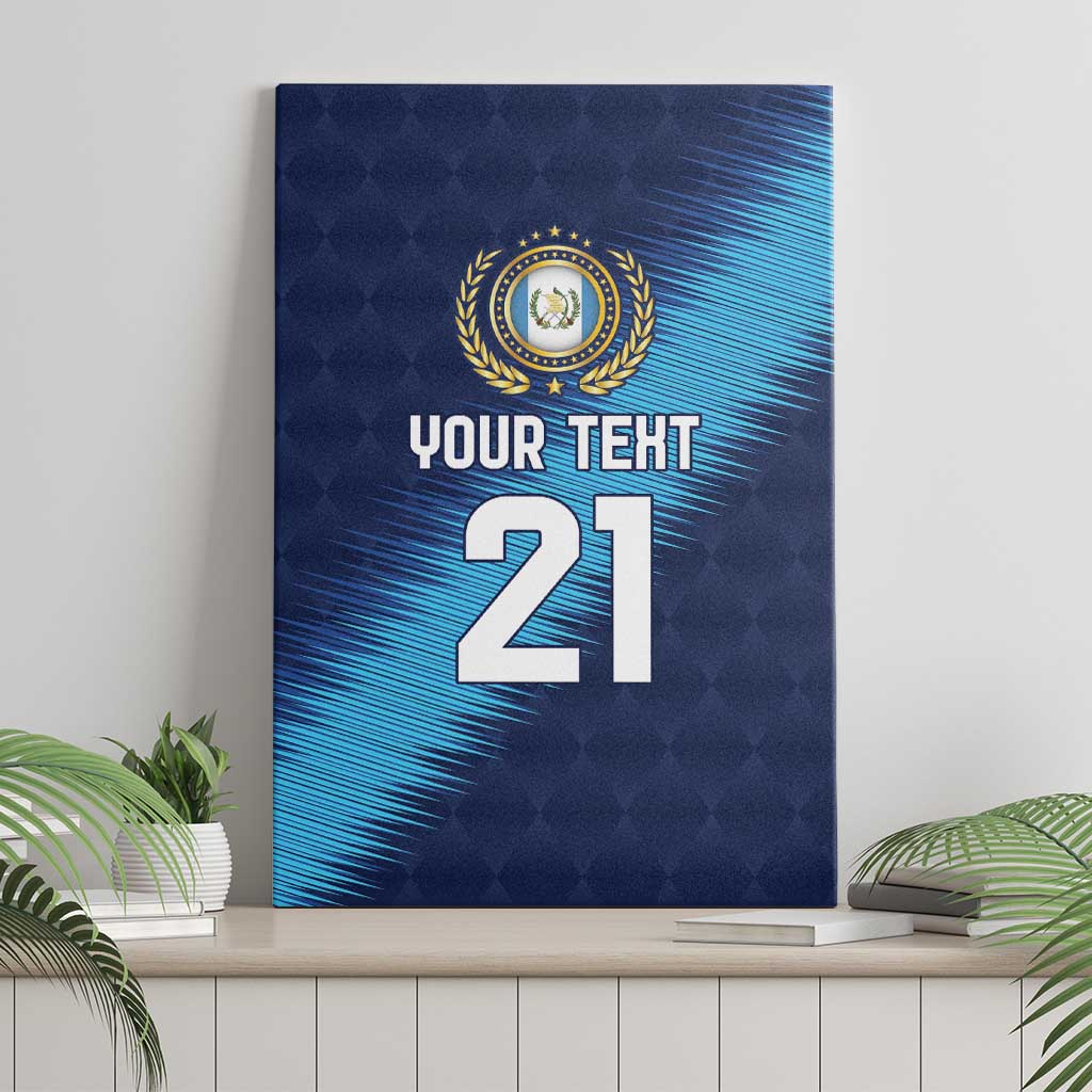 Guatemala Football Custom Canvas Wall Art Go Los Chapines Blue Pattern