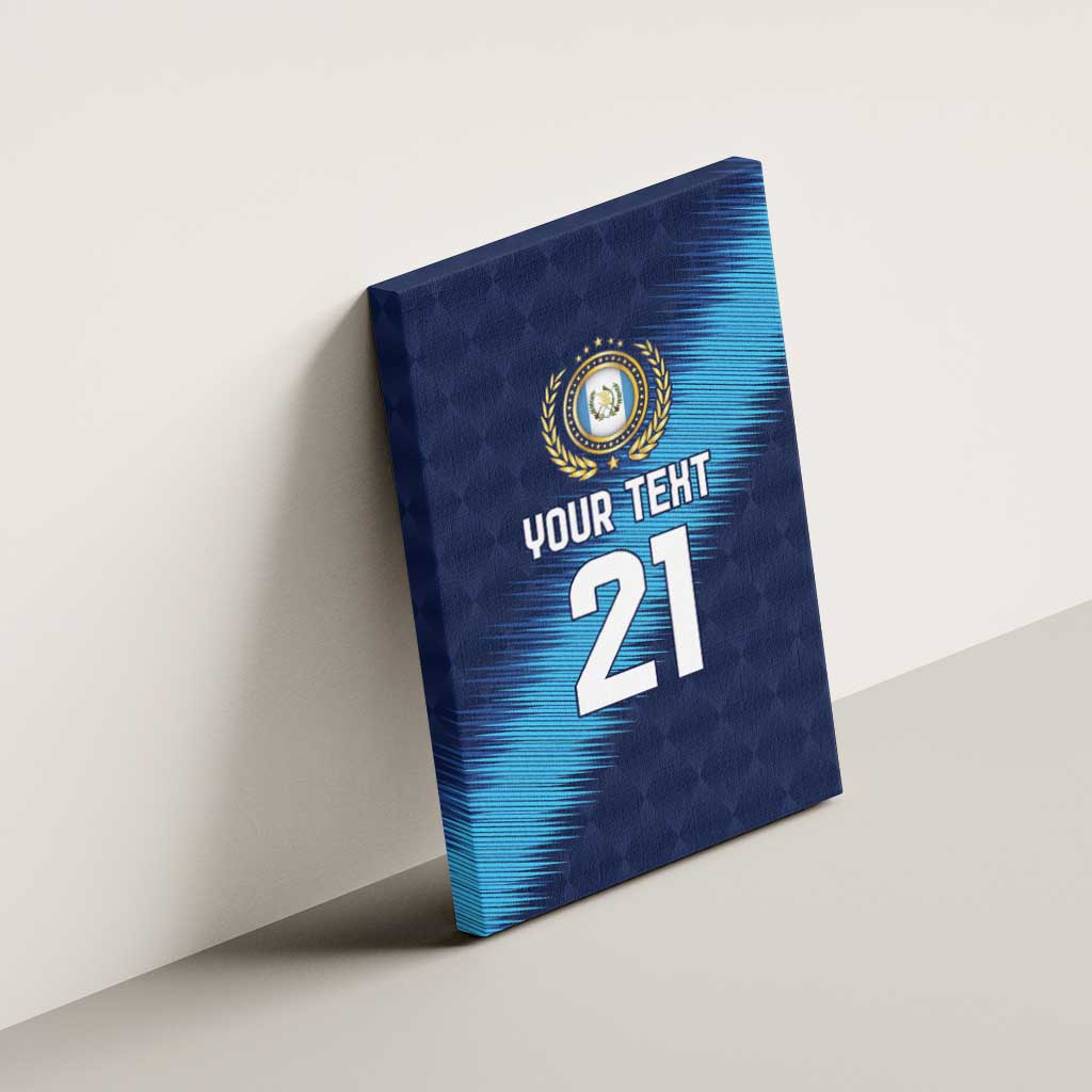 Guatemala Football Custom Canvas Wall Art Go Los Chapines Blue Pattern