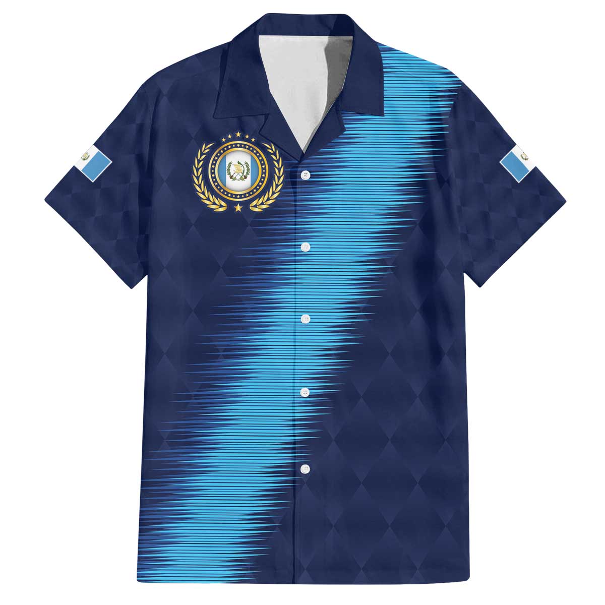 Guatemala Football Custom Family Matching Off The Shoulder Long Sleeve Dress and Hawaiian Shirt Go Los Chapines Blue Pattern