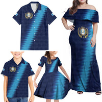 Guatemala Football Custom Family Matching Off Shoulder Maxi Dress and Hawaiian Shirt Go Los Chapines Blue Pattern