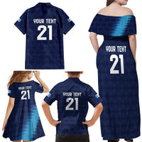 Guatemala Football Custom Family Matching Off Shoulder Maxi Dress and Hawaiian Shirt Go Los Chapines Blue Pattern