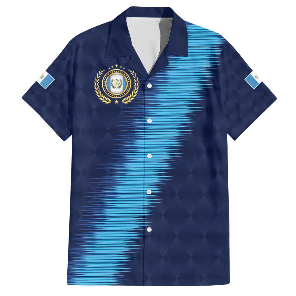 Guatemala Football Custom Family Matching Off Shoulder Maxi Dress and Hawaiian Shirt Go Los Chapines Blue Pattern