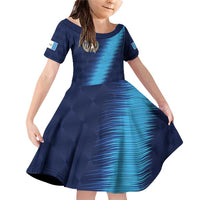 Guatemala Football Custom Family Matching Off Shoulder Short Dress and Hawaiian Shirt Go Los Chapines Blue Pattern