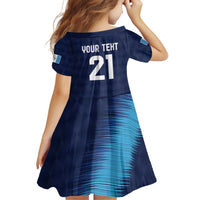 Guatemala Football Custom Family Matching Off Shoulder Short Dress and Hawaiian Shirt Go Los Chapines Blue Pattern