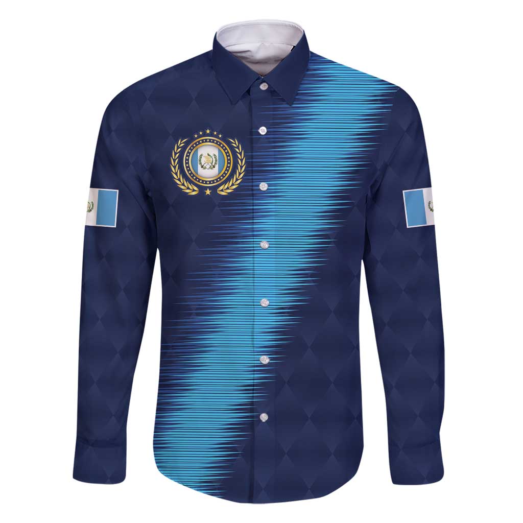 Guatemala Football Custom Family Matching Off Shoulder Short Dress and Hawaiian Shirt Go Los Chapines Blue Pattern