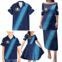 Guatemala Football Custom Family Matching Puletasi and Hawaiian Shirt Go Los Chapines Blue Pattern