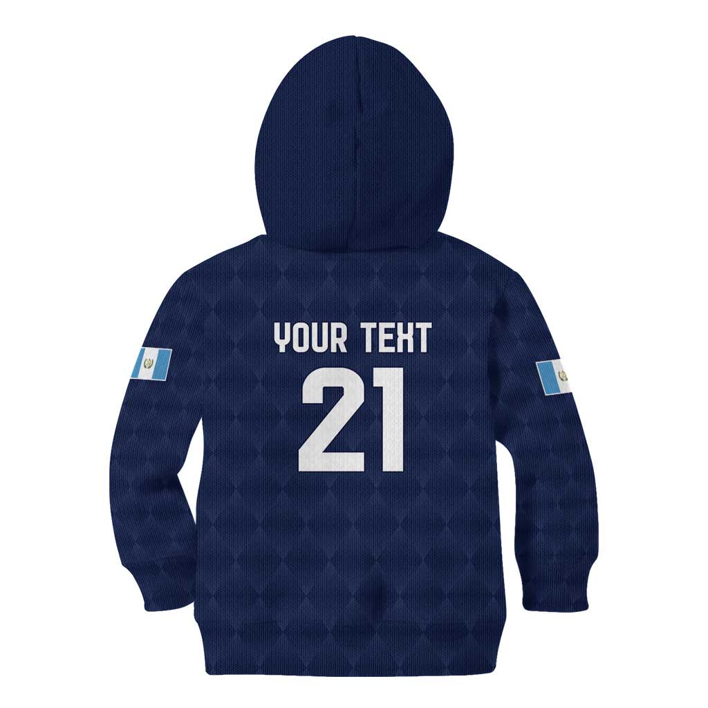Guatemala Football Custom Kid Hoodie Go Los Chapines Blue Pattern