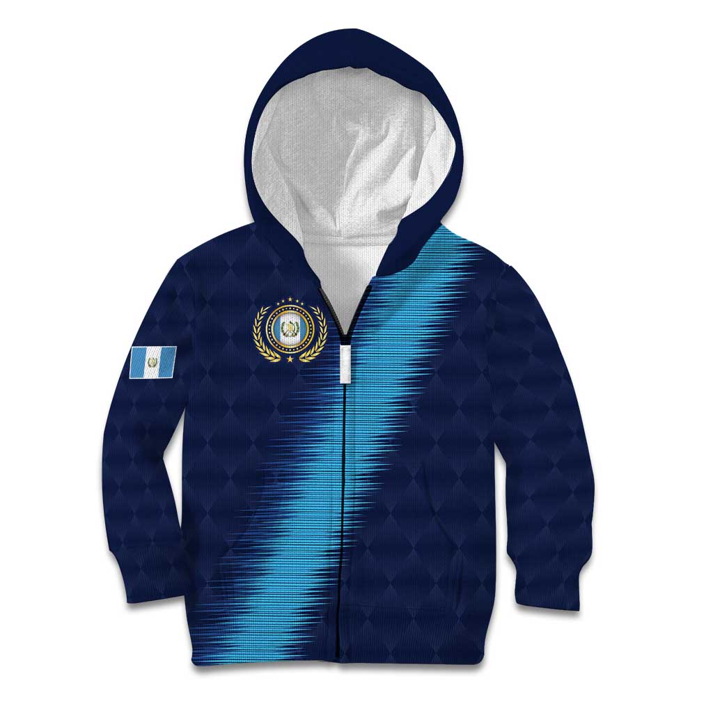 Guatemala Football Custom Kid Hoodie Go Los Chapines Blue Pattern