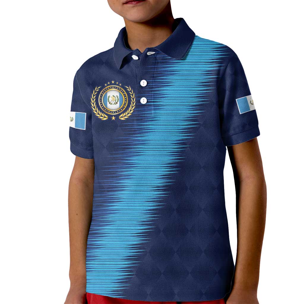 Guatemala Football Custom Kid Polo Shirt Go Los Chapines Blue Pattern