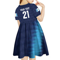 Guatemala Football Custom Kid Short Sleeve Dress Go Los Chapines Blue Pattern