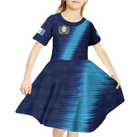 Guatemala Football Custom Kid Short Sleeve Dress Go Los Chapines Blue Pattern