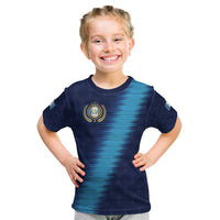 Guatemala Football Custom Kid T Shirt Go Los Chapines Blue Pattern