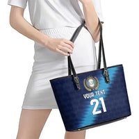 Guatemala Football Custom Leather Tote Bag Go Los Chapines Blue Pattern