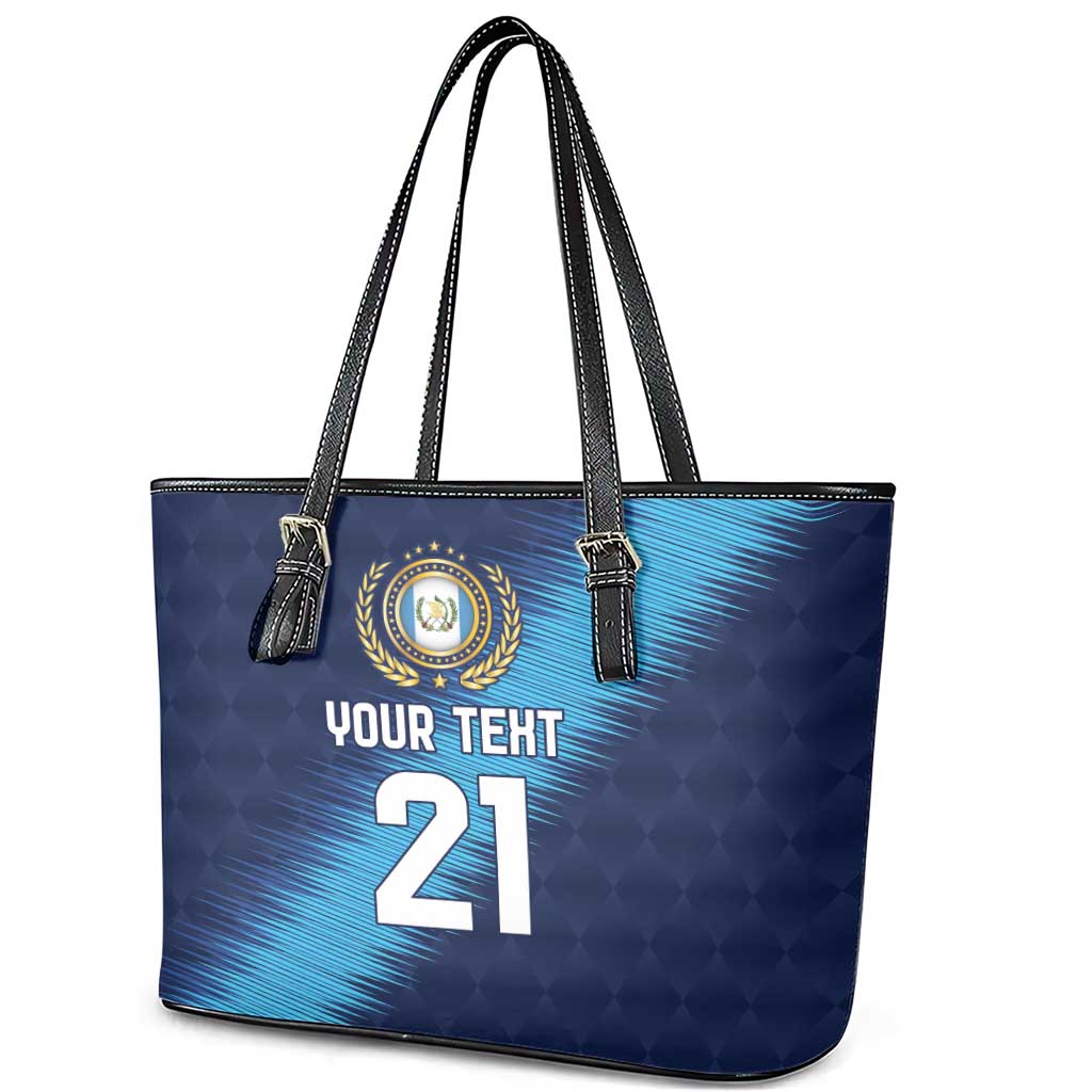 Guatemala Football Custom Leather Tote Bag Go Los Chapines Blue Pattern