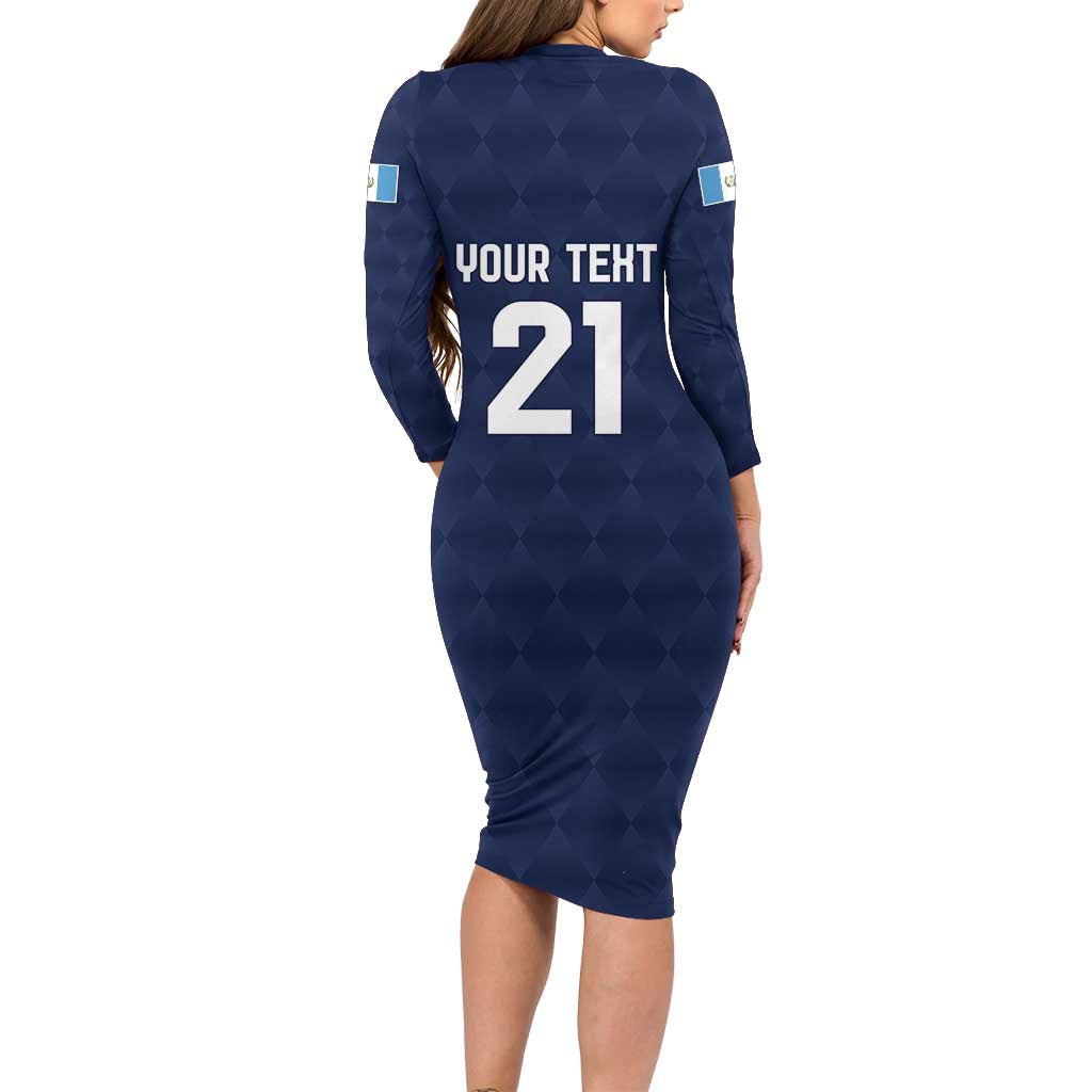 Guatemala Football Custom Long Sleeve Bodycon Dress Go Los Chapines Blue Pattern