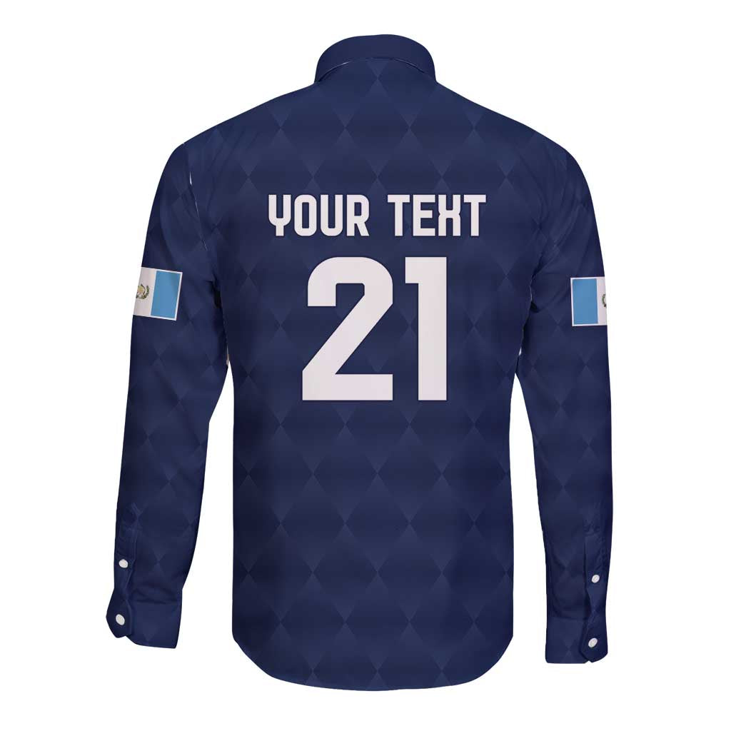 Guatemala Football Custom Long Sleeve Button Shirt Go Los Chapines Blue Pattern