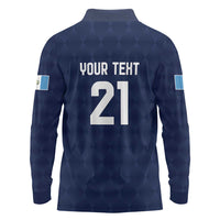 Guatemala Football Custom Long Sleeve Polo Shirt Go Los Chapines Blue Pattern