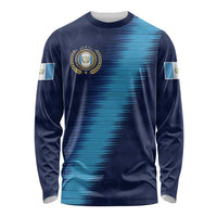 Guatemala Football Custom Long Sleeve Shirt Go Los Chapines Blue Pattern