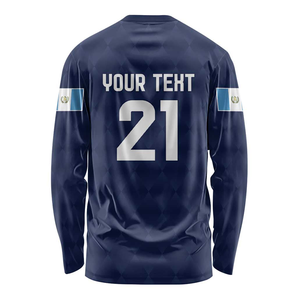 Guatemala Football Custom Long Sleeve Shirt Go Los Chapines Blue Pattern
