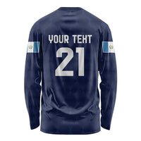 Guatemala Football Custom Long Sleeve Shirt Go Los Chapines Blue Pattern