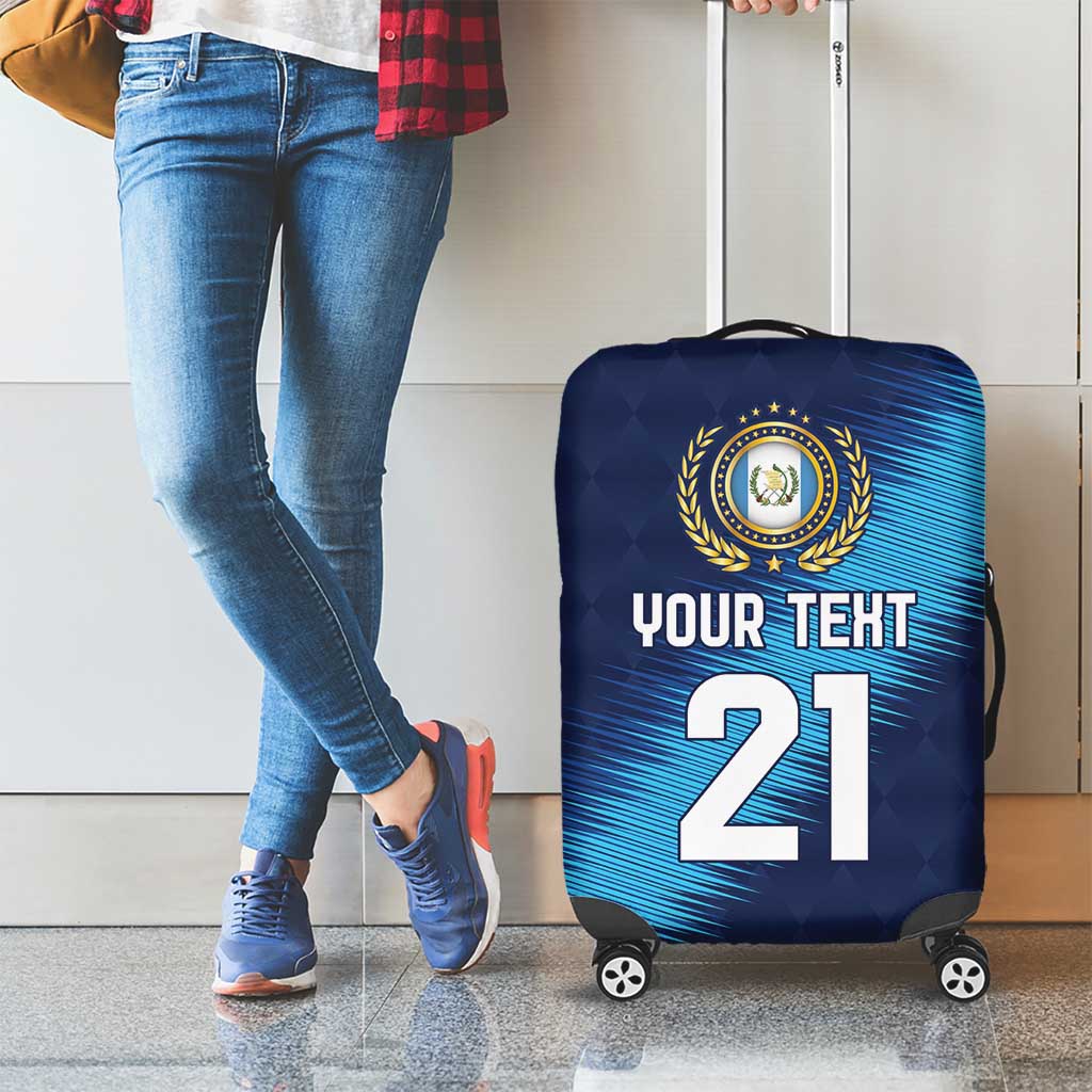 Guatemala Football Custom Luggage Cover Go Los Chapines Blue Pattern