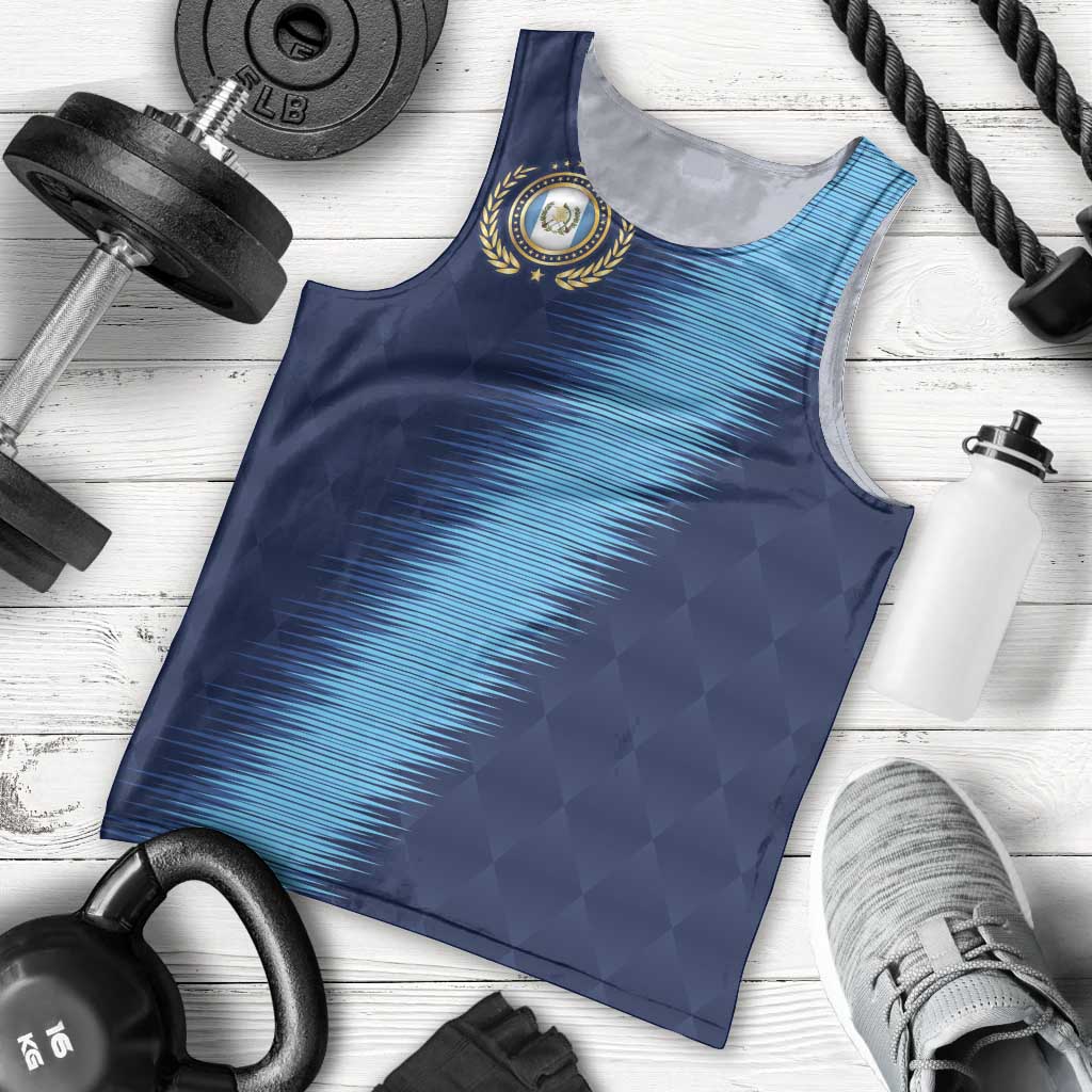 Guatemala Football Custom Men Tank Top Go Los Chapines Blue Pattern