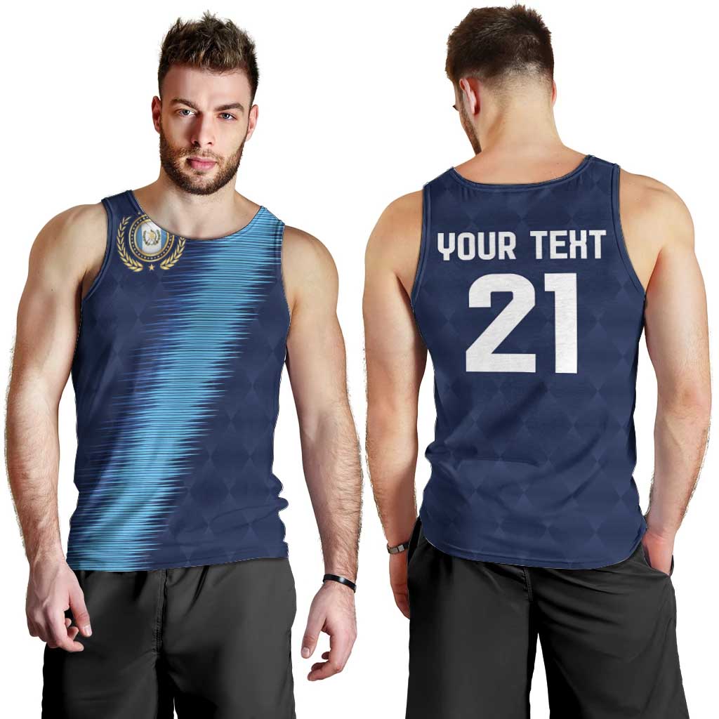 Guatemala Football Custom Men Tank Top Go Los Chapines Blue Pattern
