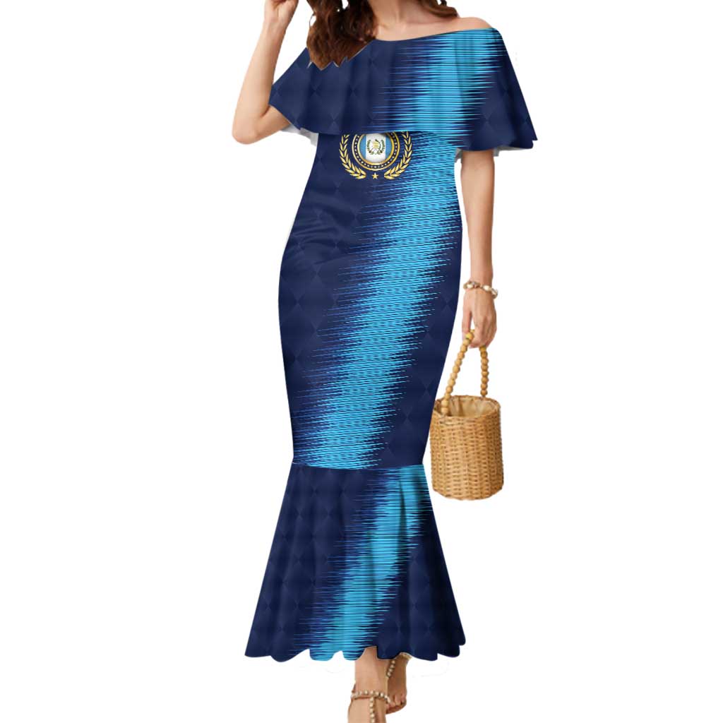 Guatemala Football Custom Mermaid Dress Go Los Chapines Blue Pattern