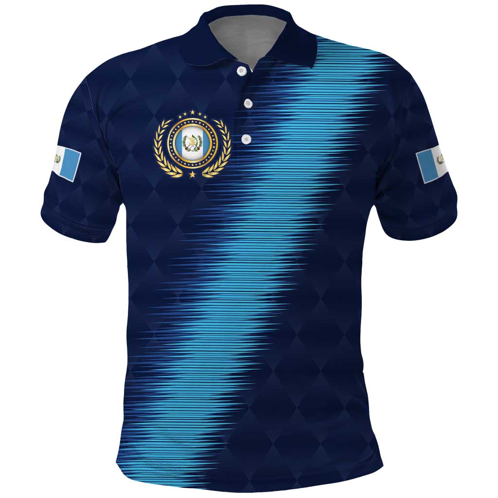 Guatemala Football Custom Polo Shirt Go Los Chapines Blue Pattern